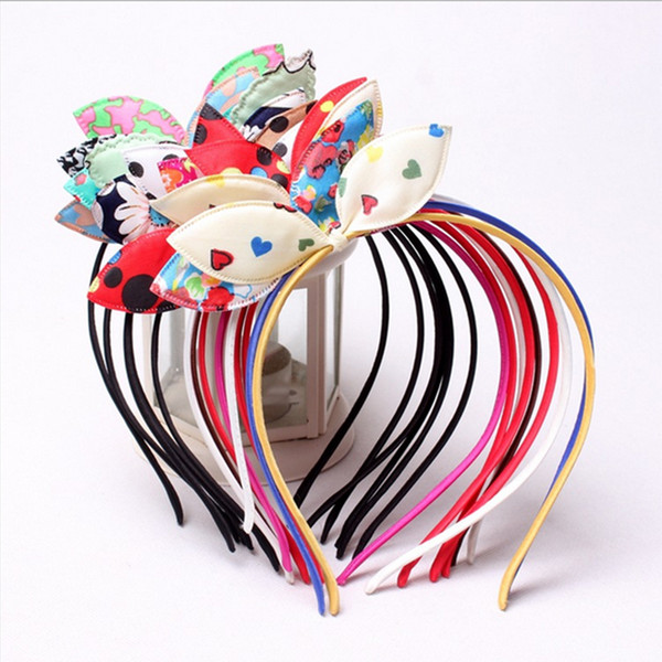 New Summer Style Girls Rabbit Ear Hair Band Hair Accessories Dot Flower Bow Lovely Rabbit Ears Headband Hair Band