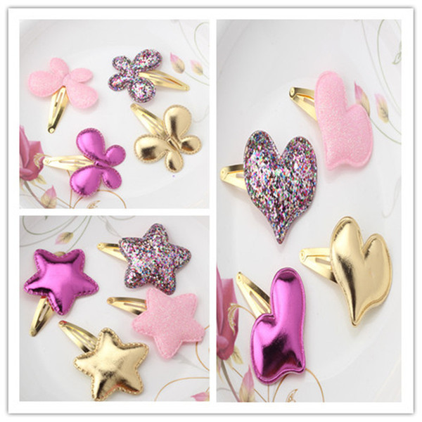 Cute Children Baby Girls Kids Party BB Hair Clips Star Heart Princess Barrettes Ribbon Shiny Glitter Butterfly Hairpins Headwear