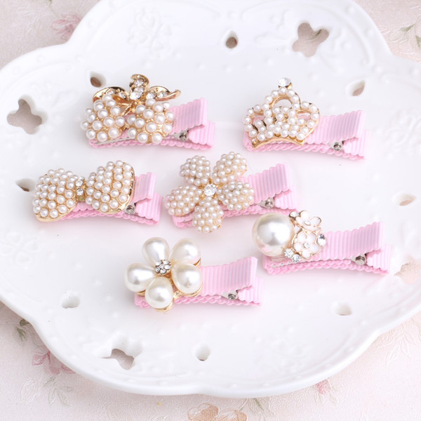 New Arrival Floral Rhinestone Kids Hair Accessories Bowknot Hair Clip Children Crown Accessories Baby Flower Cute Hairpins