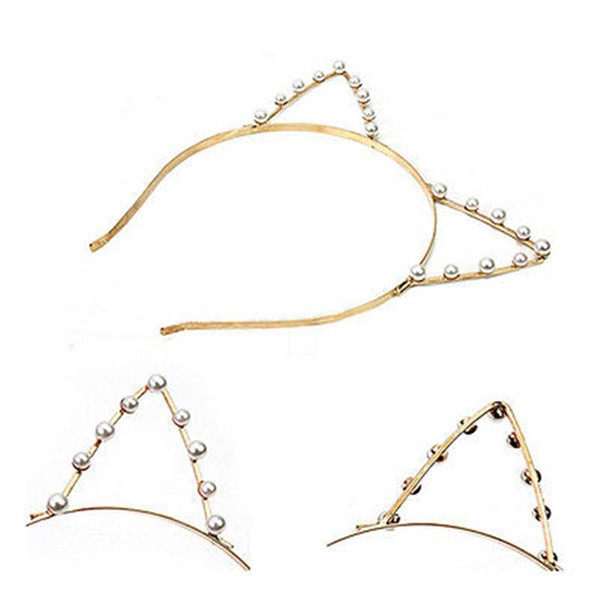 Women Cat Ears Faux Alloy Rhinestones Alloy Headband Hairbands Fashion Girls Hair Head Bands Cute Pop Accessories