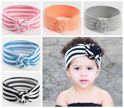 2018 baby knot headbands for girls striped solid hair accessories wholesale infant cotton hairbands cute headwraps children photography prop