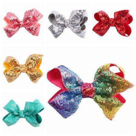 2018 baby sequin bow clips kids jojo bows hair accessories for girls shiny hair bows clips toddler girl hair pins clips barrettes accessory