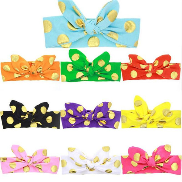 Baby Girls Bunny Ear headbands Bow newborn Kids Hot stamping Polka Dots Diy Headband Turbands Children baby boutique hair accessories KHA265