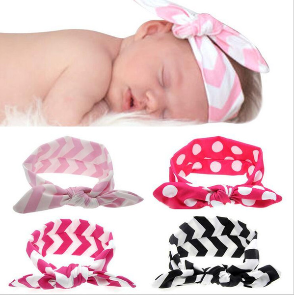 Baby Headbands Striped Bows for newborn Kids party hairbows Bunny Ear turban Shabby Chic Hairbands Girls Headdress Hair Accessories KHA321