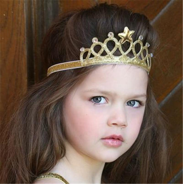 New Baby Headbands Sparkle Tiaras Girls Birthday Gifts Kids Girls Elastic Hairbands Children Hair Accessories Princess Headwear KHA196