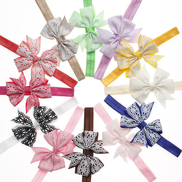 New Baby Headbands Bows Kids Girls Grosgrain Dovetail Ribbon Bow Headbands Infant Elastic Bowknot Hairbands Children Hair Accessories KHA180