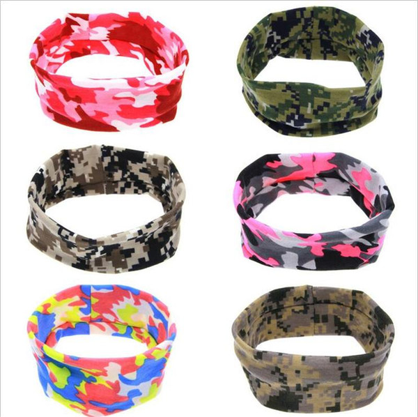 New Baby Girls Camouflage Bunny Ear Headbands Newborn Infants Elastic Bow Hairbands Kids Cross Knot Headwear Hair Accessories 6Colors KHA96