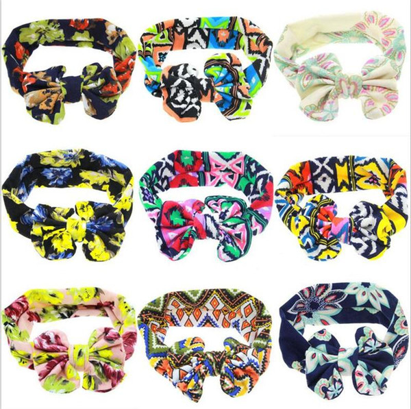 Baby Headbands Accessories and Bows for newborn Infant Elastic Bow Headbands Kids Headwear Princess Floral Bowknot Bunny Ear turbans KHA333