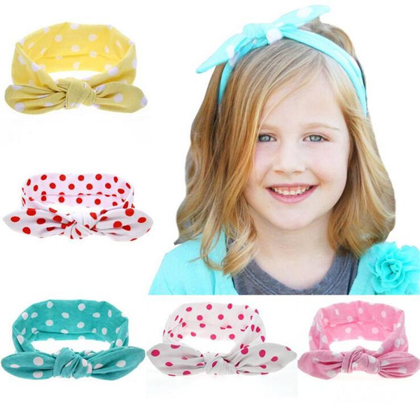 Hot sale !!! Baby Girls Polka Dot Turban Twist Headbands Infant Kids Baby Elastic Cotton Hairbands Children turban Knot Head Wrap KHA120