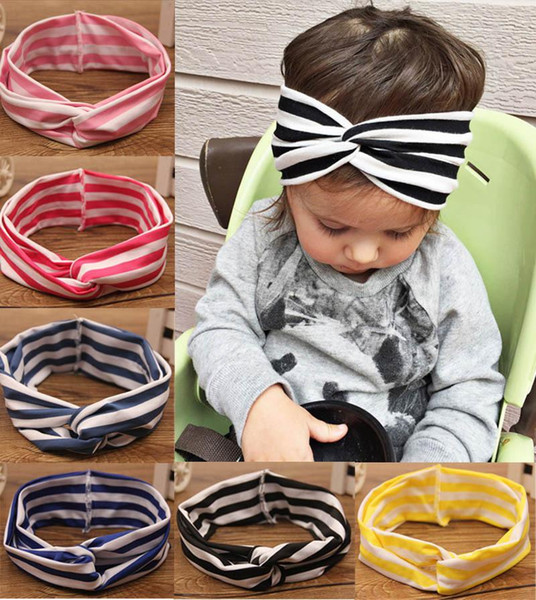 Newborn Baby Girls Elastic Cotton Striped Cross Headbands Infant Kids Hairbands Hair Bands Children Hair Accessories Headwear 6 Color KHA230