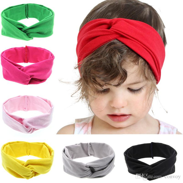 Fashion Baby Girls Elastic Soft Cotton Knot Headbands Infant Cute Cross Hair Bands Children Hair Accessories Kids Hairband Headwear KHA218