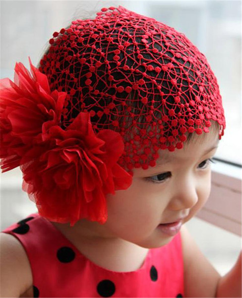 Baby Girls headbands Big Flowes handmade Cute lovely Korean Hair Bands Kids Infant Hair Accessories wedding Lace Mesh Headbands KHA09