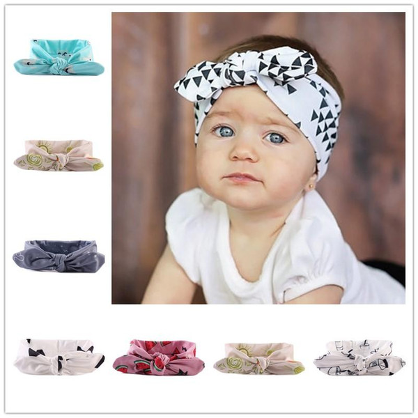 Baby Girl Headbands and Bows For Newborn Fahion Kids holiday Cotton headbands Children boutique hair accessories Bunny Ear Hairbands KHA116