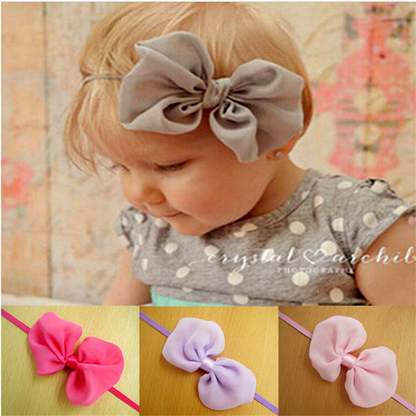 10pcs/lot Hot sale European and American children's hair band headdress chiffon bow hair band wholesale