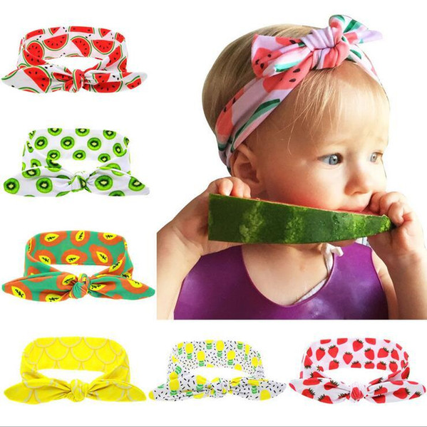 2016 New Baby Girls Fruit Patterns Headbands Infant Bunny Ear Hairbands Children Kids Elastic DIY Hairbands Summer Princess Headdress KHA32