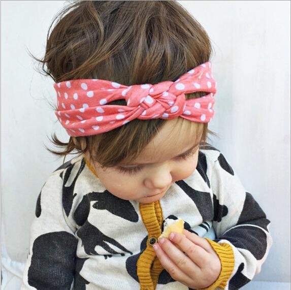 Baby Girls Polka Dot Cross Cotton Headbands Infant Kids Elastic Braided Headbands Hairbands for Children Headwear Hair Accessories KHA227