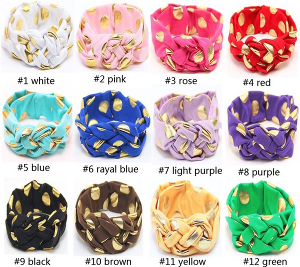 2016 New 12 Colors Baby Girls Gold Dot Braided Cross Headbands Kids Knotted Head bands Children Hair Accessories Headwrap Headbands KHA435