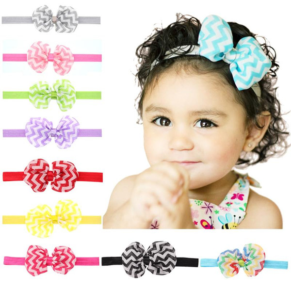 Newborn Baby Headbands 10cm Chiffon Bows Girls Infant Bowknot Hairbands Children Hair Accessories Kids Headwear Headdress Free Ship KHA151