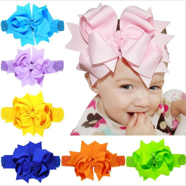 Baby Girls Super Big 20cm Bows Headbands Kids Children Grosgrain Ribbon Forked Tail Bow Hairbands Elastic Wide Band Hair Accessories KHA345