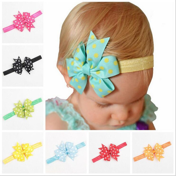 24 Colors Baby Kids Grosgrain Dovetail Ribbon Bow Headbands Children Infant Handmade Bowknot Hairbands Toddler Hair Accessories KHA509