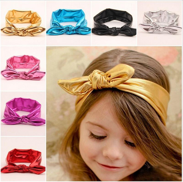 Fashion Baby Girls Shiny Bowknot Headbands Children Kids Hair Accessories Hairbands Girl Bow Headbands Headwear 7 Colors Free Ship KHA201