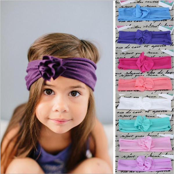 Baby Girls Headbands Folded Flowers Infant Kids Elastic Bow Headband Edge Curl hairbands Children Hair Accessories Princess Headdress KHA245