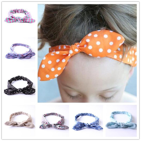 Baby girl bows diy Headbands Newborn Kids Strip Polka Dot Cotton Headband Children Elastic Bunny Hairbands 9 Colors Free Shipping KHA445