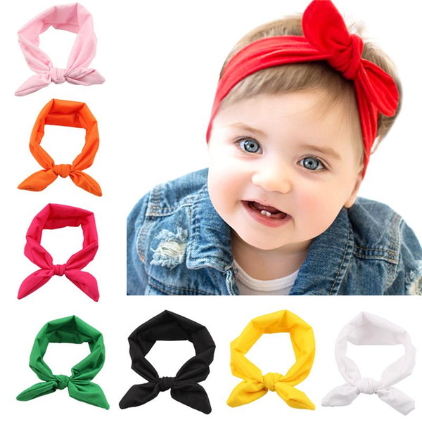 Baby Girls Bunny Ear Headbands Bows Elastic Bowknot Headbands Children Hair Accessories Hairband Kids Turban Knot Headbands Headwear KHA08