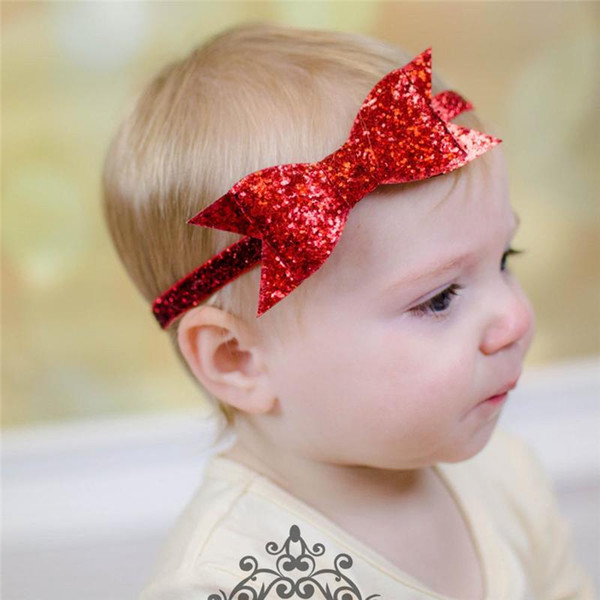 Baby Girls Hair Accessories Shiny Paillette Bow Headbands Glitter Headbands Princess Kids Hair Bands Childrens Headdress 12 Colors KHA483