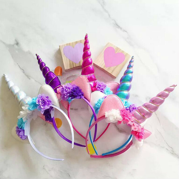 Baby Party Headbands Unicorn Gauze Headband Flower Hair Band Girl Hairbands Wholesale Animals Hair Sticks Girls Cosplay Hair Accessories