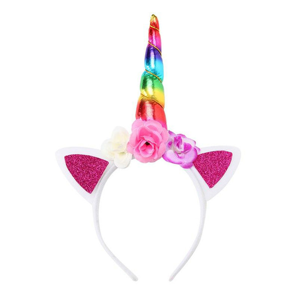 Children Girls Hairband Baby Unicorn Party Hair Accessories Birthday Flower Kids Hairbands Cosplay Crown Baby Cute Lovely Headband Cat Ears