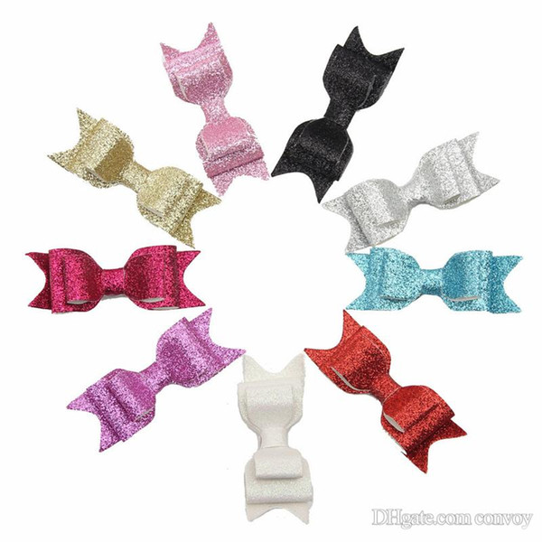 Baby Girls Glitter Barrettes Children Bow with Hair alligator clips Shining Bowknot Hairpins Kids Infants Hair Accessories Headdress KFJ24