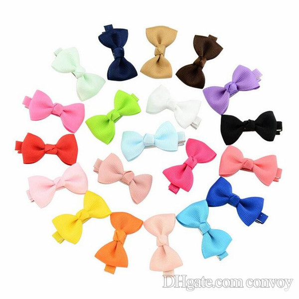 Baby Bow Hairpins Small Mini Grosgrain Ribbon Bows Hairgrips Girls Bowknot Hair Clips Kids Hair Accessories 20 Colors KFJ126