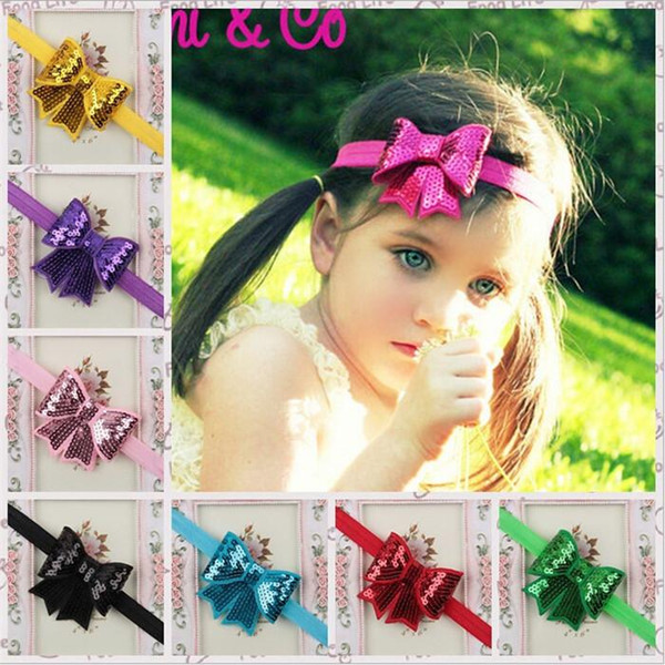 Baby girls headbands Headwear Children Girls paillette Bowknot Accessories Baby Hair bows Accessories Kids Fashion Headbands KHA77