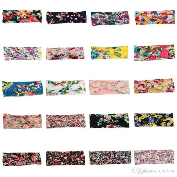 20 colors !Baby Girls Headbands Bows Kids Elastic Cotton Flower Hairband Turban Knot Headwear Newborn Bunny Ear Hair Accessories KHA485