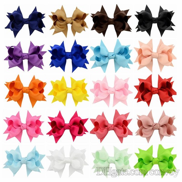 Baby 3.3 Inch Grosgrain Ribbon Bows Clips With Clip Boutique Bow Hairpins Hair Ornaments Kids Girls Bowknot Hair Accessories KFJ127