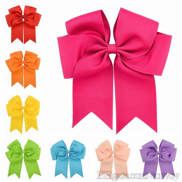 6inch Girls Kids Grosgrain Ribbon Big Bow Hair Clip For hair Boutique Large Cheer Bow Kids Barrettes Hairpins Hair Accessories KFJ59