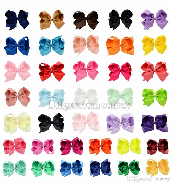 37 Colors 6 Inch Fashion Baby Ribbon Bow Hairpin Clips Girls Large Bowknot Barrette Kids Hair Boutique Bows Children Hair Accessories KFJ125