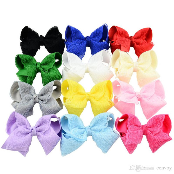 Baby Bow Hairpins Grosgrain Ribbon Boutique Bows with Clip Baby Girls Grosgrain Ribbon Lace Bow Clips Barrette Kids Hair Accessories KFJ104