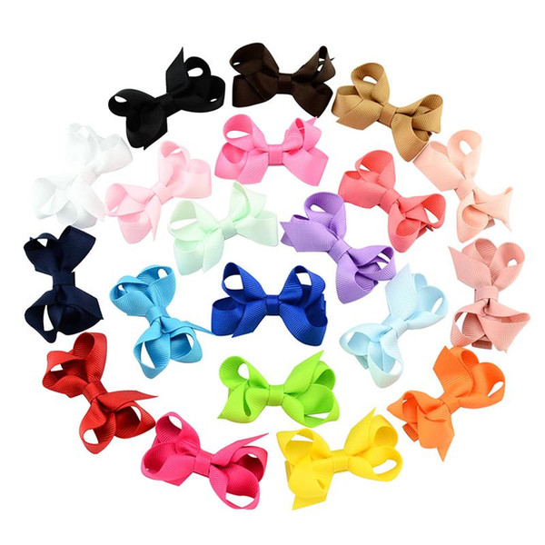 2.4 inch Baby Girls Bows Hairpins Cute Grosgrain Ribbon Bows Hairgrips Girls Solid Wrapped Safety Hair Clips Kids Hair Accessories KFJ110