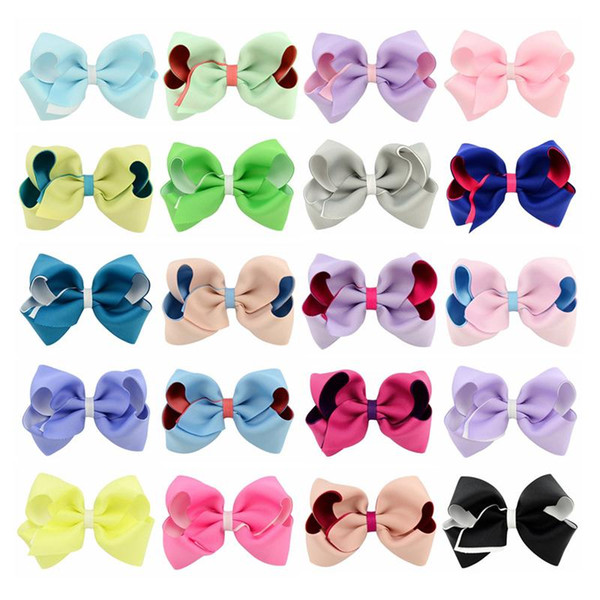 4 Inch New Baby Girls Bow Ribbon Hairpin Clips Hairgrips Kis Large Bowknot Barrette Hair Boutique Bows Children Hair Accessories KFJ111