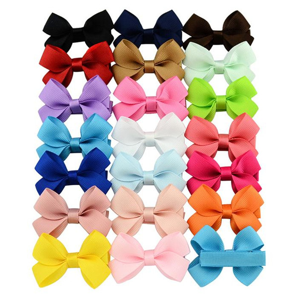 20 Colors Baby Girls Bows Clips Girls Cute Hairpins Grosgrain Ribbon Bows Hairgrips Children Solid Barrettes Kids Hair Accessories KFJ101