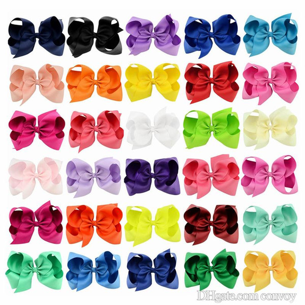 30pcs/lot 6Inch Ribbon Bow Hairpin Clips Girls Large Bowknot Barrette Kids Hair Boutique Bows Children Hair Accessories u pick colors KFJ14