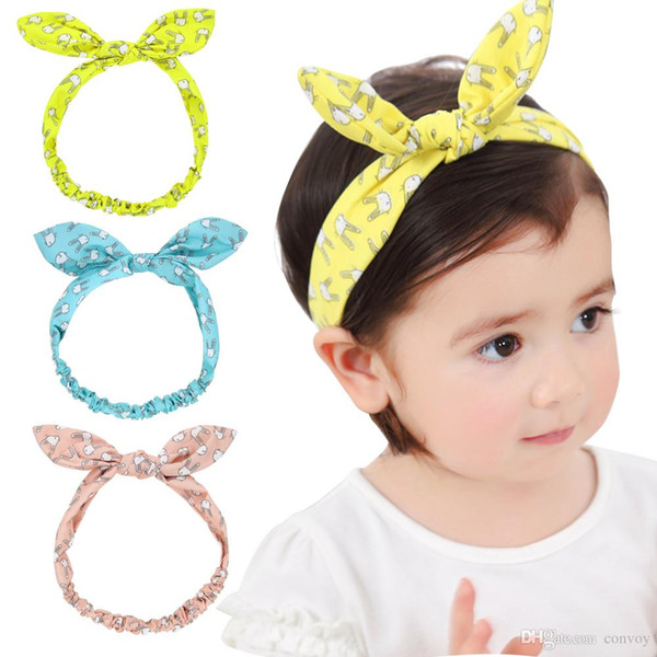 Fashion Baby Headbands Animal Print Hairbands Girls Bunny Ear Head bands Kids Turban Knot Elastic Headwear Children Hair Accessories KHA382