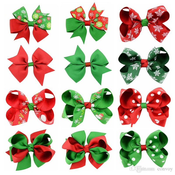 Baby Girls Bows Hairpins Christmas Grosgrain Ribbon Bows WITH Clip Snowflake Baby Girl Pinwheel Hair Clips Hair Pin Accessories gift KFJ100