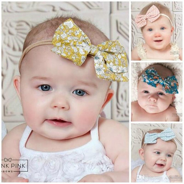 15inches Baby Headbands Bow Girls Kids Hair Floral Band Infant Elactic Headwrap Children Lovely Bowknot Hair Accessories 11 Colors KHA198