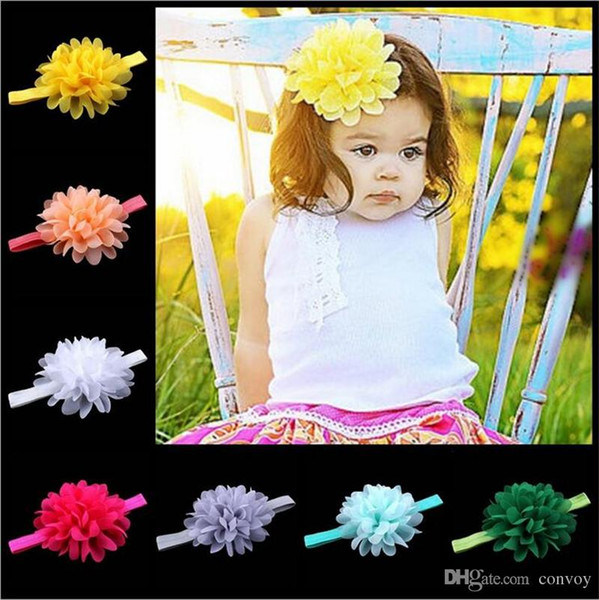 16 Colors Baby Headbads Big FlowersNewborn Baby Chiffon Headbands Hairbands Children Princess Headwear Kids Girls Hair Accessories KHA429