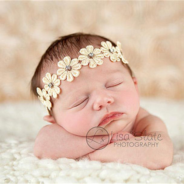 Newborn Baby Headbands 7 Flowers Kids Elastic Head Bands Sunflowers Girls Hairband Garlands Baby Hair Accessories Princess Headdress KHA137