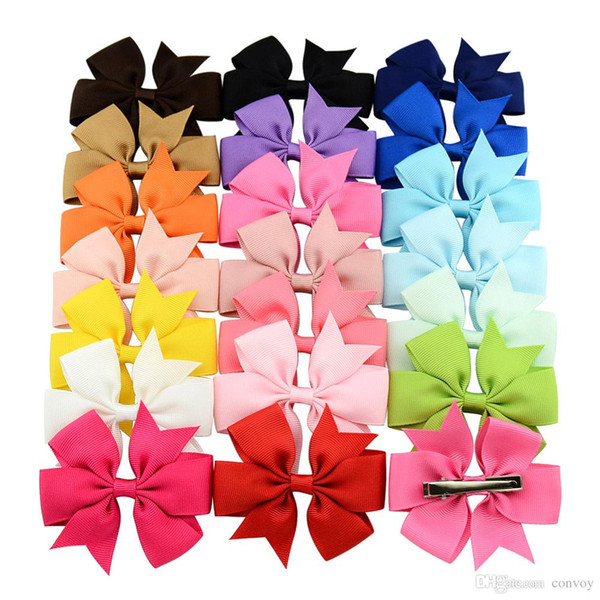 Baby Girls Bow Hairpins 3inch Grosgrain Ribbon Bows With Alligator Clips Childrens Hair Accessories Kids Boutique Bow Barrette Clips KFJ113