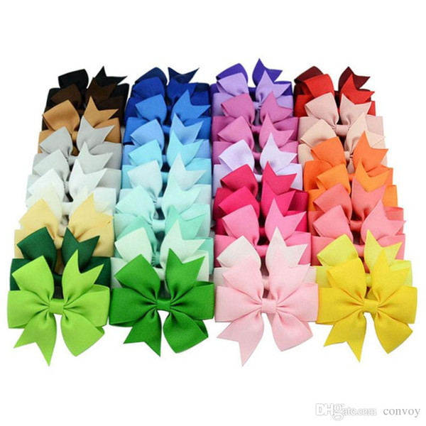 Baby Girls Bow Hairpins 3inch Grosgrain Ribbon Bows With Alligator Clips Childrens Hair Accessories Kids Boutique Bow Barrette Clips KFJ83